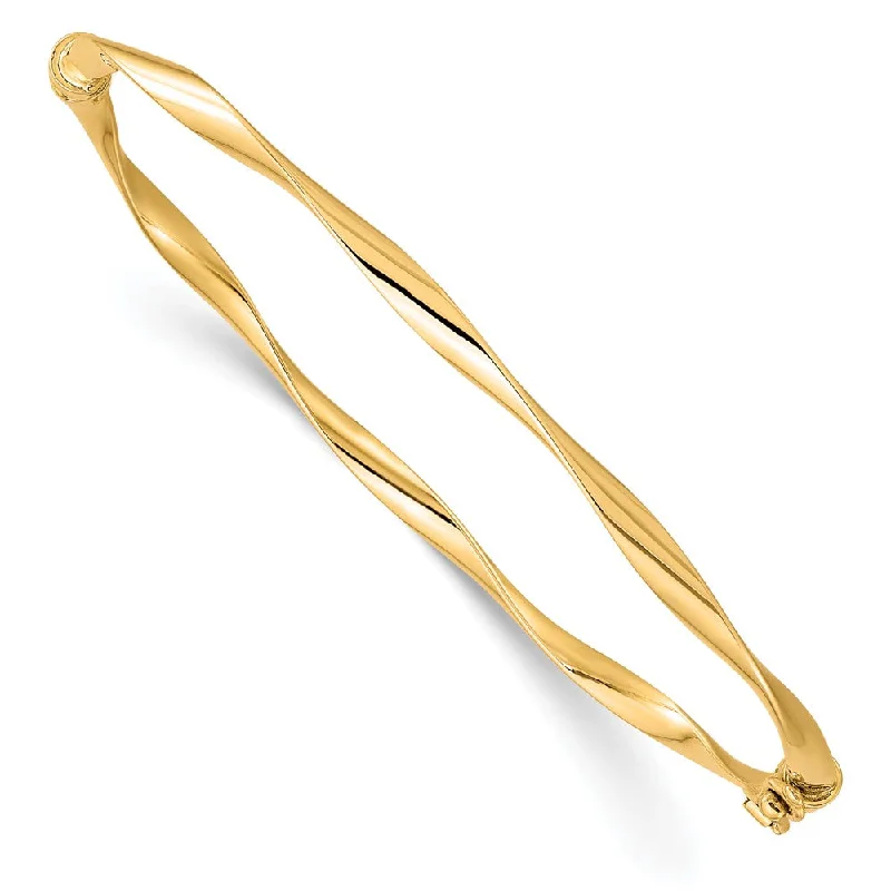 3mm 10k Yellow Gold Polished Twisted Hinged Bangle Bracelet