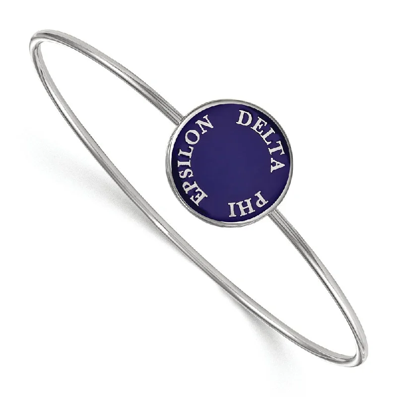 Sterling Silver Delta Phi Epsilon Blue Enamel Bangle - 7 in.