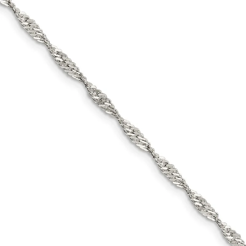 2.25mm, Sterling Silver Singapore Chain Bracelet