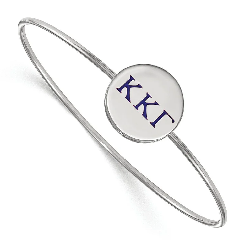 Sterling Silver Kappa Kappa Gamma Enamel Greek Letters Bangle - 8 in.