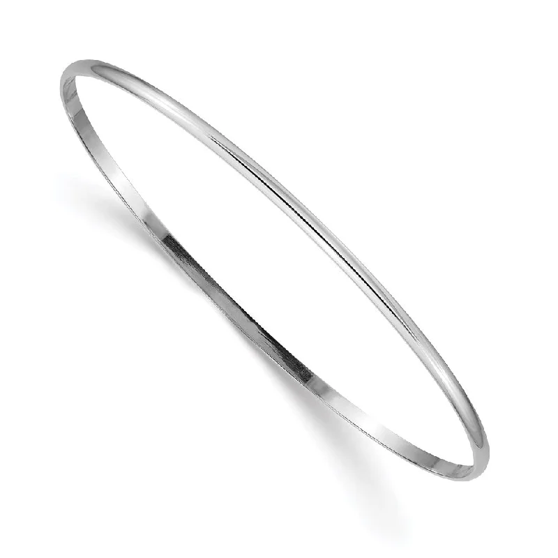 2mm 14k White Gold Solid Polished Half-Round Slip-On Bangle Bracelet