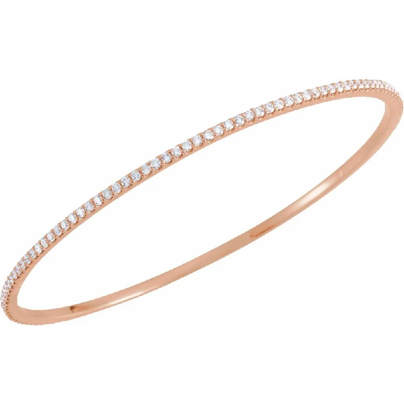 2.25mm 14k Yellow, White or Rose Gold 2 Ctw Diamond Bangle Bracelet