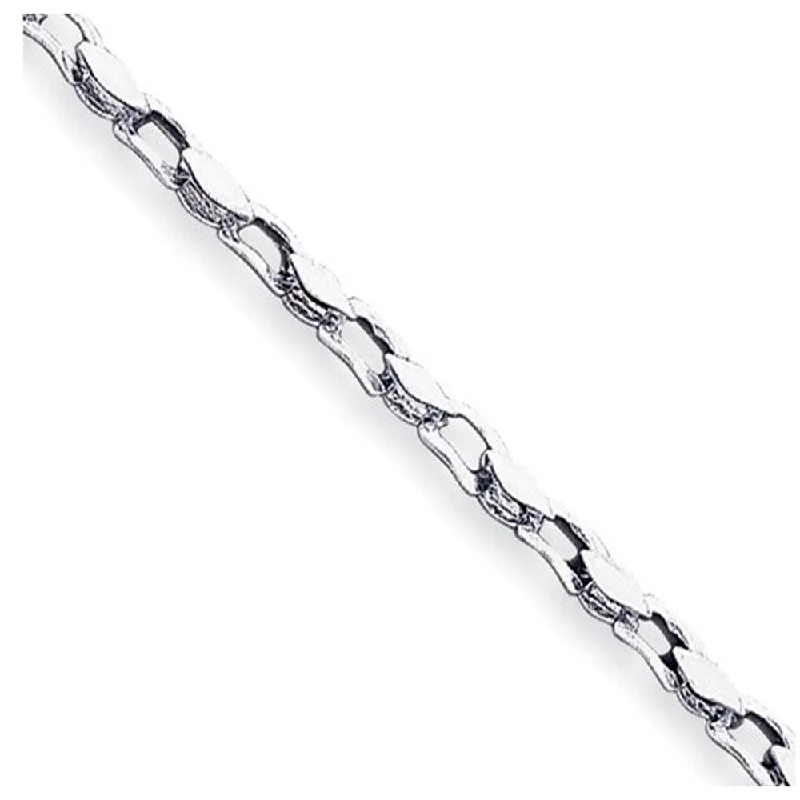 14K White Gold, 4.5mm Solid Fancy Link Chain Bracelet