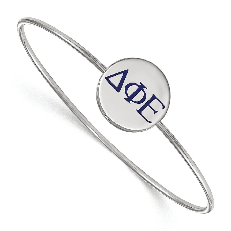 Sterling Silver Delta Phi Epsilon Enamel Greek Letters Bangle - 6 in.