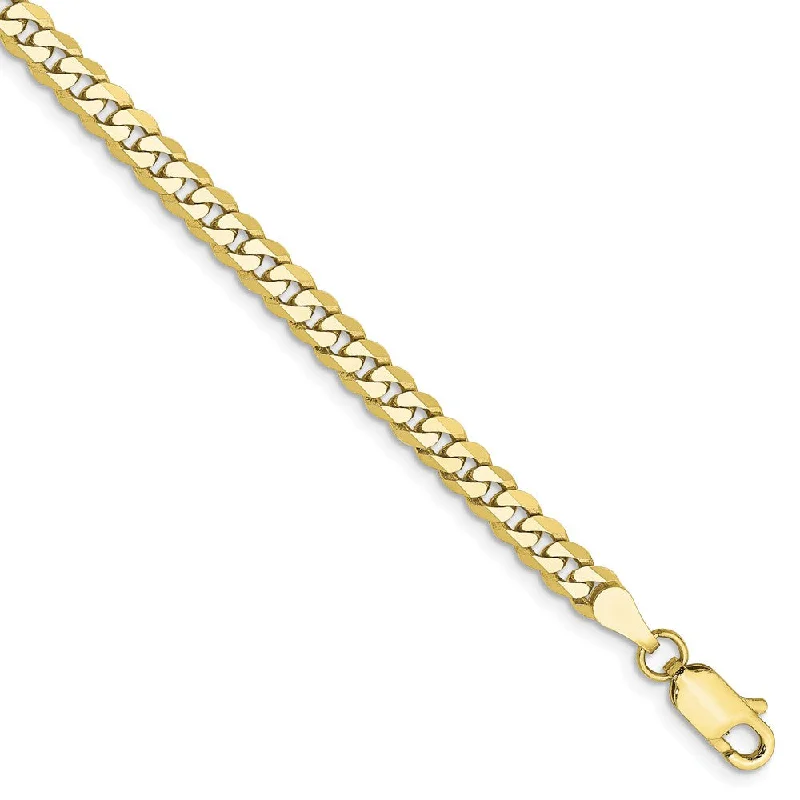 3.2mm 10k Yellow Gold Flat Beveled Curb Chain Bracelet