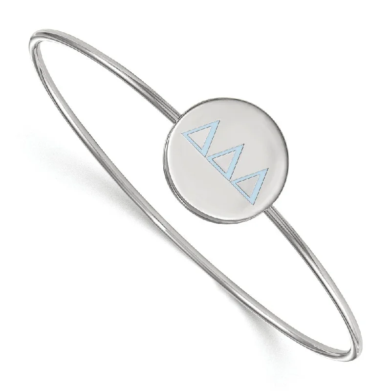 Sterling Silver Delta Delta Delta Blue Enamel Bangle - 6 in.