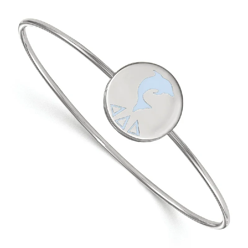 Sterling Silver Delta Delta Delta Enamel Dolphin Bangle - 7 in.