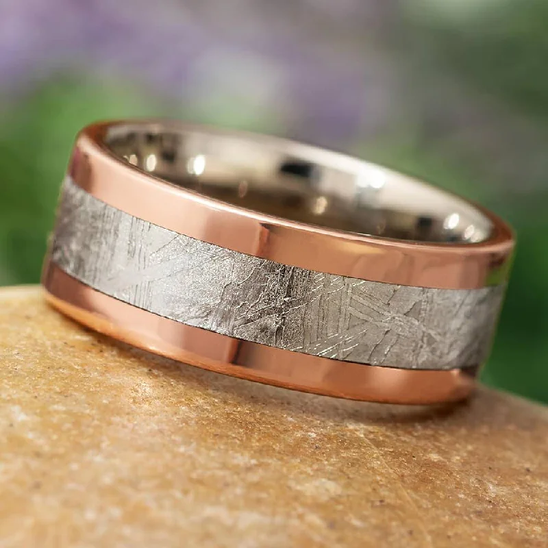 Mixed Metal Meteorite Ring with Gold and Titanium