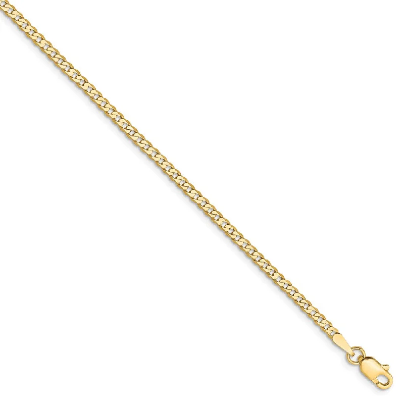 2.2mm, 14k Yellow Gold, Solid Beveled Curb Chain Bracelet