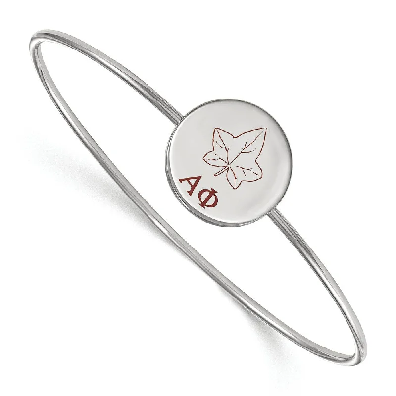 Sterling Silver Alpha Phi Enamel Ivy Bangle - 7 in.