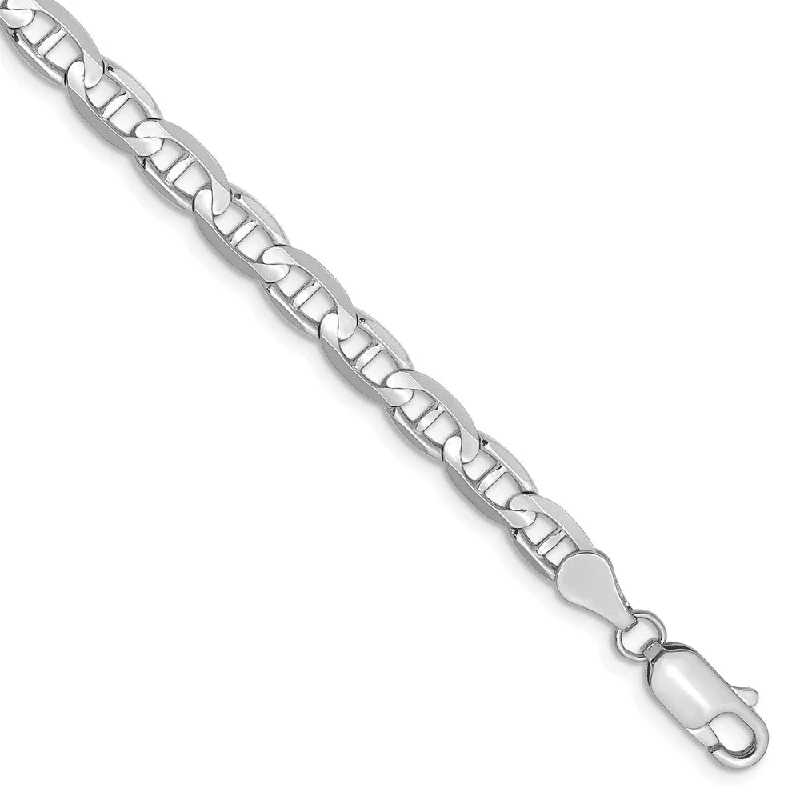 4.4mm Solid Concave Anchor Chain Bracelet in 14k White Gold