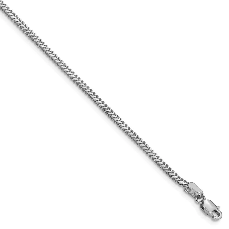 1.4mm 14k White Gold Solid Franco Chain Bracelet