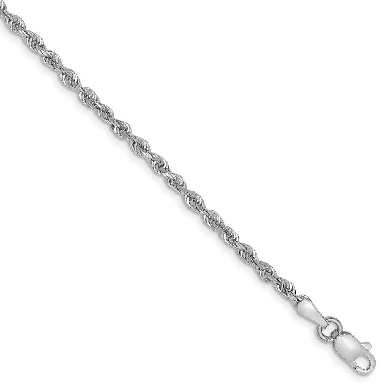 2.25mm 10k White Gold D/C Quadruple Rope Chain Bracelet