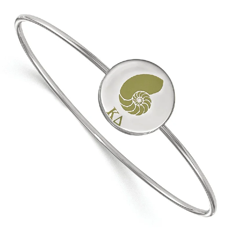 Sterling Silver Kappa Delta Enamel Conch Shell Bangle - 8 in.