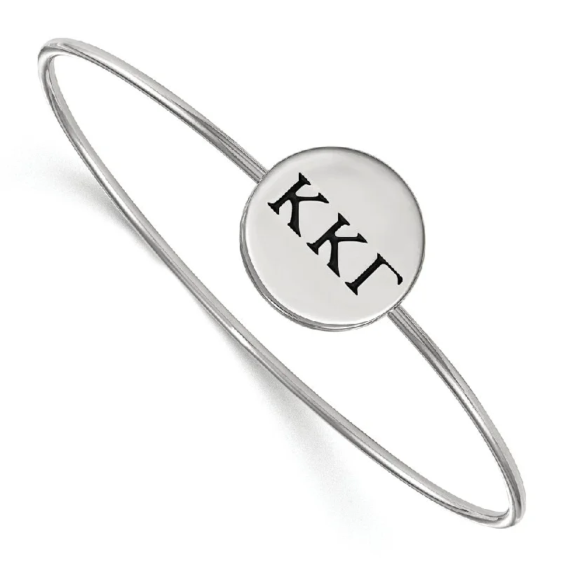 Sterling Silver Kappa Kappa Gamma Enamel Black Greek Bangle - 7 in.