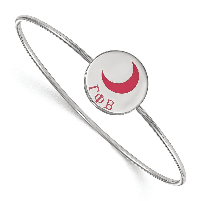 Sterling Silver Gamma Phi Beta Enamel Moon Bangle - 6 in.